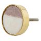 Pink White Stone Brass Plated Dresser Knobs